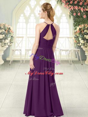 Purple Spaghetti Straps Zipper Ruching Prom Dress Sleeveless