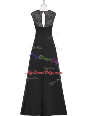 Dazzling Black Zipper Prom Party Dress Lace Sleeveless Floor Length