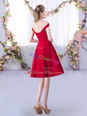 Knee Length A-line Sleeveless Red Quinceanera Dama Dress Zipper