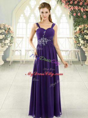 Cute Spaghetti Straps Sleeveless Chiffon Homecoming Dress Beading and Ruching Lace Up