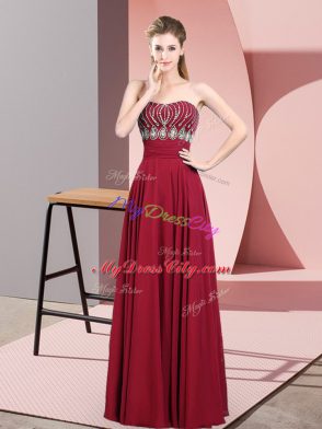 Stunning Red Zipper Beading Sleeveless Floor Length