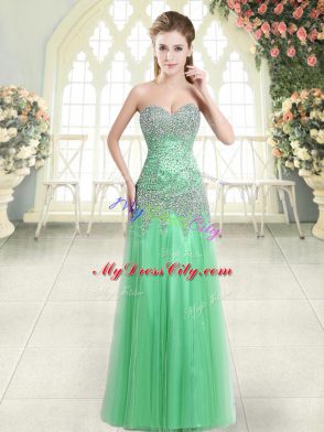 Eye-catching Sleeveless Floor Length Beading Zipper Prom Evening Gown