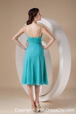 Spaghetti Straps Ruching Bowknot Chiffon Dresses For Bridesmaid