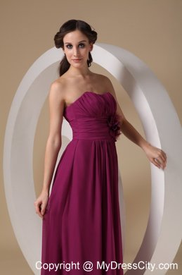 Long Sheath Ruching and Hand Made Flower Bridesmaids Dresses