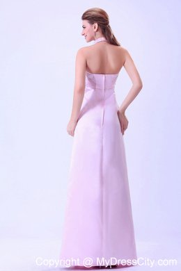 Halter Top Bodice Floor-Length Bridesmaids Dresses in Baby Pink