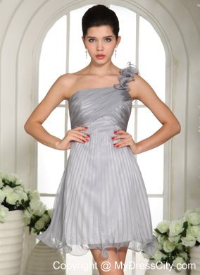 Gray Ruches Flouncing Single Shoulder Bridesmaid Dress