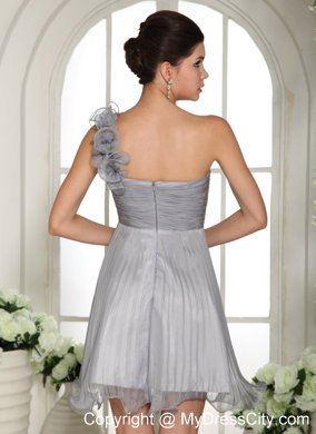 Gray Ruches Flouncing Single Shoulder Bridesmaid Dress