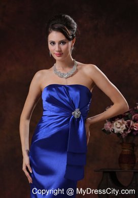 Ruched and Beaded Royal Blue Long Dress for Bridesmaid