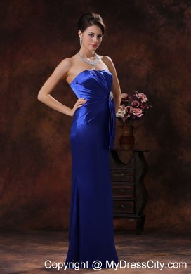 Ruched and Beaded Royal Blue Long Dress for Bridesmaid