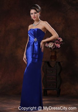 Ruched and Beaded Royal Blue Long Dress for Bridesmaid