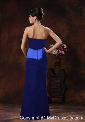 Ruched and Beaded Royal Blue Long Dress for Bridesmaid