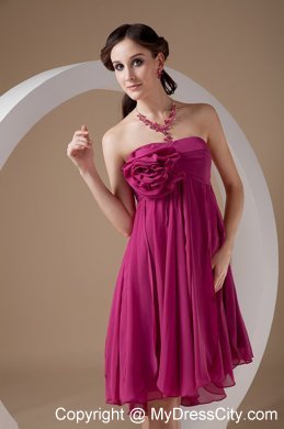 Modern Hand-made Flower Pleated Fuchsia Bridesmaid Dress