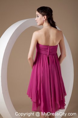 Modern Hand-made Flower Pleated Fuchsia Bridesmaid Dress