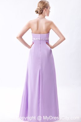 Long Lavender Empire Beaded Belt Dress for Bridesmaid