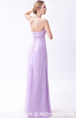 Long Lavender Empire Beaded Belt Dress for Bridesmaid