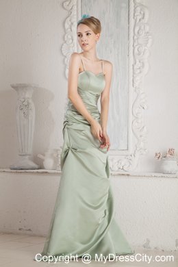 Ruched Spaghetti Straps Bridesmaid Dress with Pick-ups