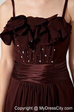 Brush Train Beaded and Flowery Brown Bridesmaid Dress