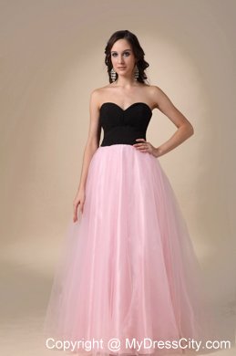 Black and Pink A-line Sweetheart Strapless Prom Dress