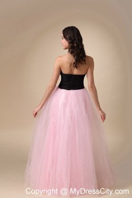 Black and Pink A-line Sweetheart Strapless Prom Dress