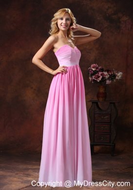 Ombre Pink Pleated Chiffon Sweetheart Prom Dress