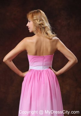 Ombre Pink Pleated Chiffon Sweetheart Prom Dress