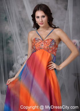 Colorful Empire Straps Beaded Dress for Prom on Sale