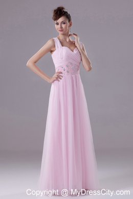 Pink Pleated Square Sweetheart Beading Prom Dress