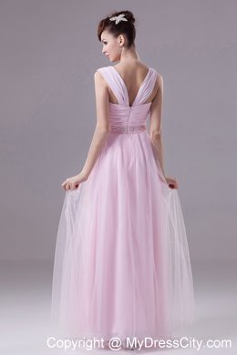 Pink Pleated Square Sweetheart Beading Prom Dress