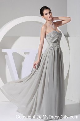 Sweetheart Strapless Beading Prom Dress in Grey Chiffon