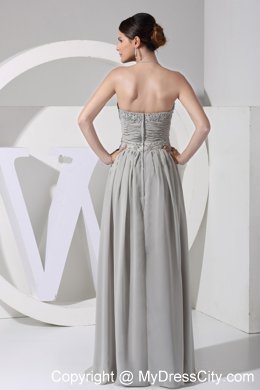 Sweetheart Strapless Beading Prom Dress in Grey Chiffon