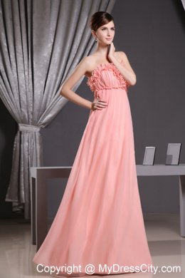 Peach Prom Dress With Hand Made Flowers Floor-length