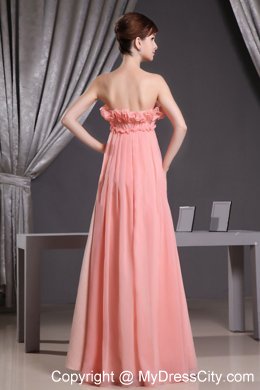 Peach Prom Dress With Hand Made Flowers Floor-length