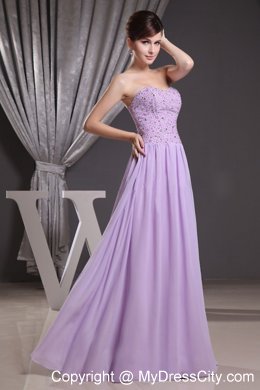 Lilac Sweetheart Beaded Long Prom Dress in Chiffon