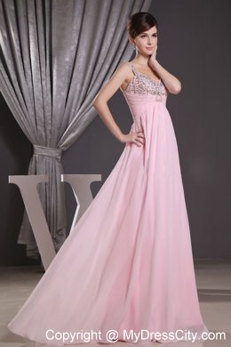 Prom Dress for Empire Pleated Baby Pink Beading Straps