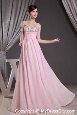 Prom Dress for Empire Pleated Baby Pink Beading Straps