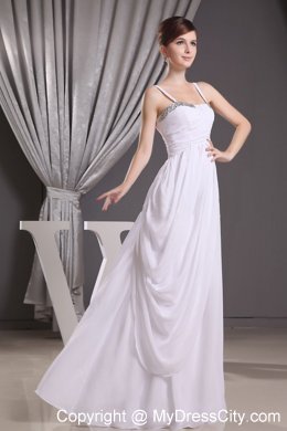 White Straps Beaded Sweetheart Asymmetric Prom Dress