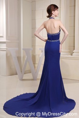 Mermaid Prom Dress With Halter Beading in Royal Blue