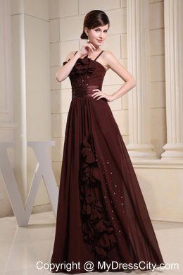 Brown Hand Made Flowers Prom Dress With Straps