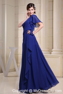 Ruffled Single Shoulder Blue Dress for Prom Dress