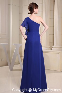 Ruffled Single Shoulder Blue Dress for Prom Dress