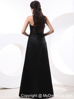 Designer Ruffled Black Straples Prom Dress with Brooch