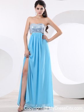 Cool Back Prom Dress With Sequined Bodice and High Slit