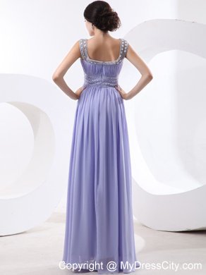 Scoop Beaded Lilac Prom Dress With Beading Band