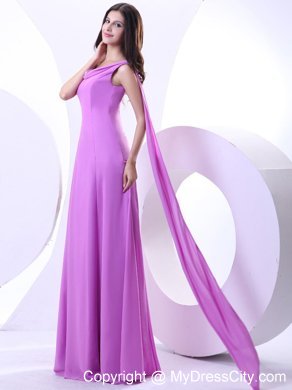 Bateau Lavender Prom Dress With Big V Back Low Price