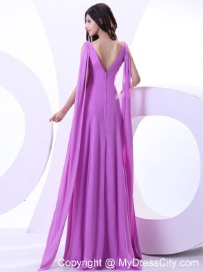 Bateau Lavender Prom Dress With Big V Back Low Price