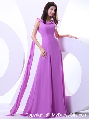 Bateau Lavender Prom Dress With Big V Back Low Price