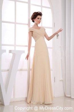 V-neck Champagne Chiffon Pleated 2013 Prom Dress