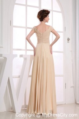 V-neck Champagne Chiffon Pleated 2013 Prom Dress