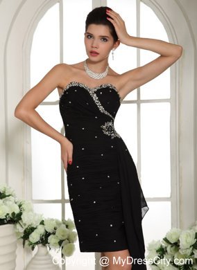 Sweetheart Beaded Short Black Cocktail Dress for Prom