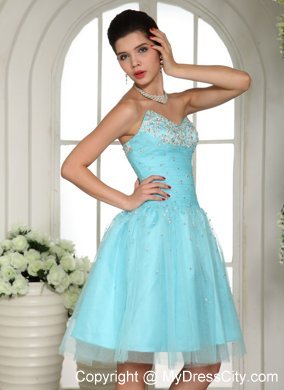 Blue Sweetheart Beaded Mini Prom Party Dress Lace-up